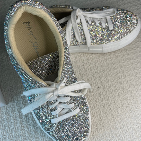 Betsey Johnson, Rhinestone tennis shoes, with box, SB-SIDNY 998075, women 7.5 - Picture 11 of 17